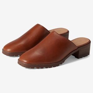 Madewell Mindy Lug Sole Leather Mule Slide size 9 Dried Maple brown color